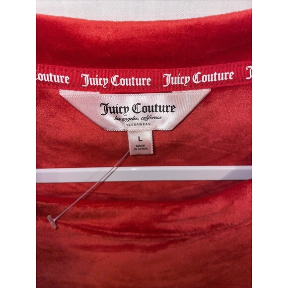 Juicy Couture Women’s Velour Light Sweater Size Large Red Spell Out Going Out - Picture 2 of 12